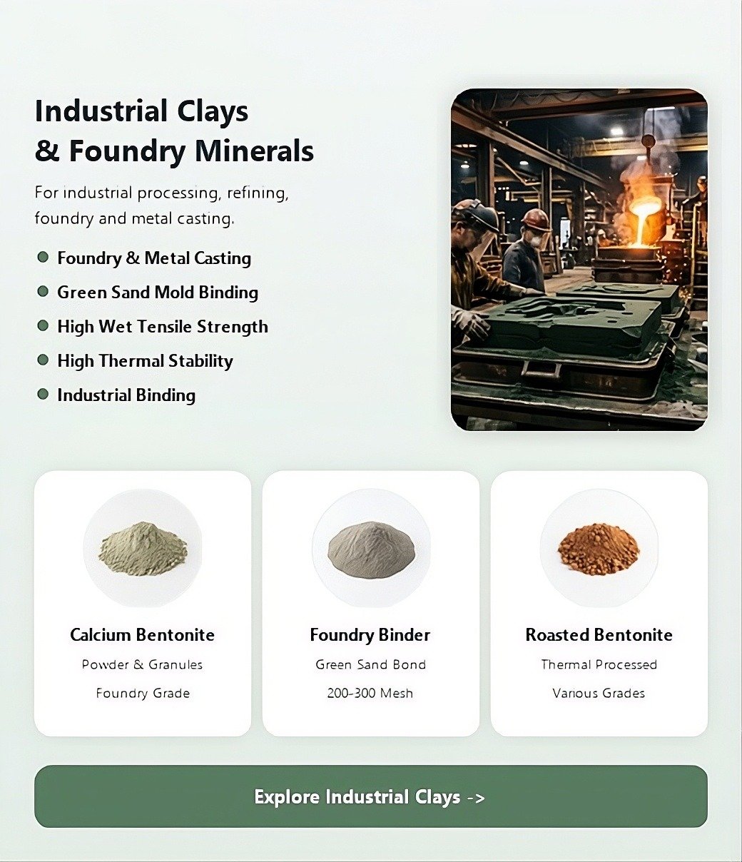 Calcium Bentonite Powder – Industrial Foundry Binder & Metallurgy