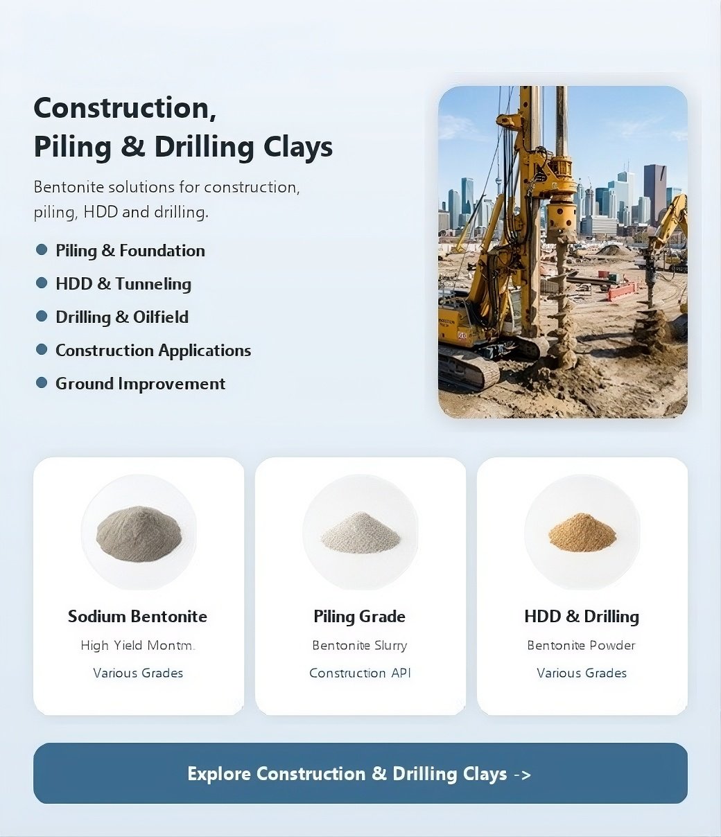 Sodium Bentonite – Civil Piling, HDD & High-Yield Drilling Fluids